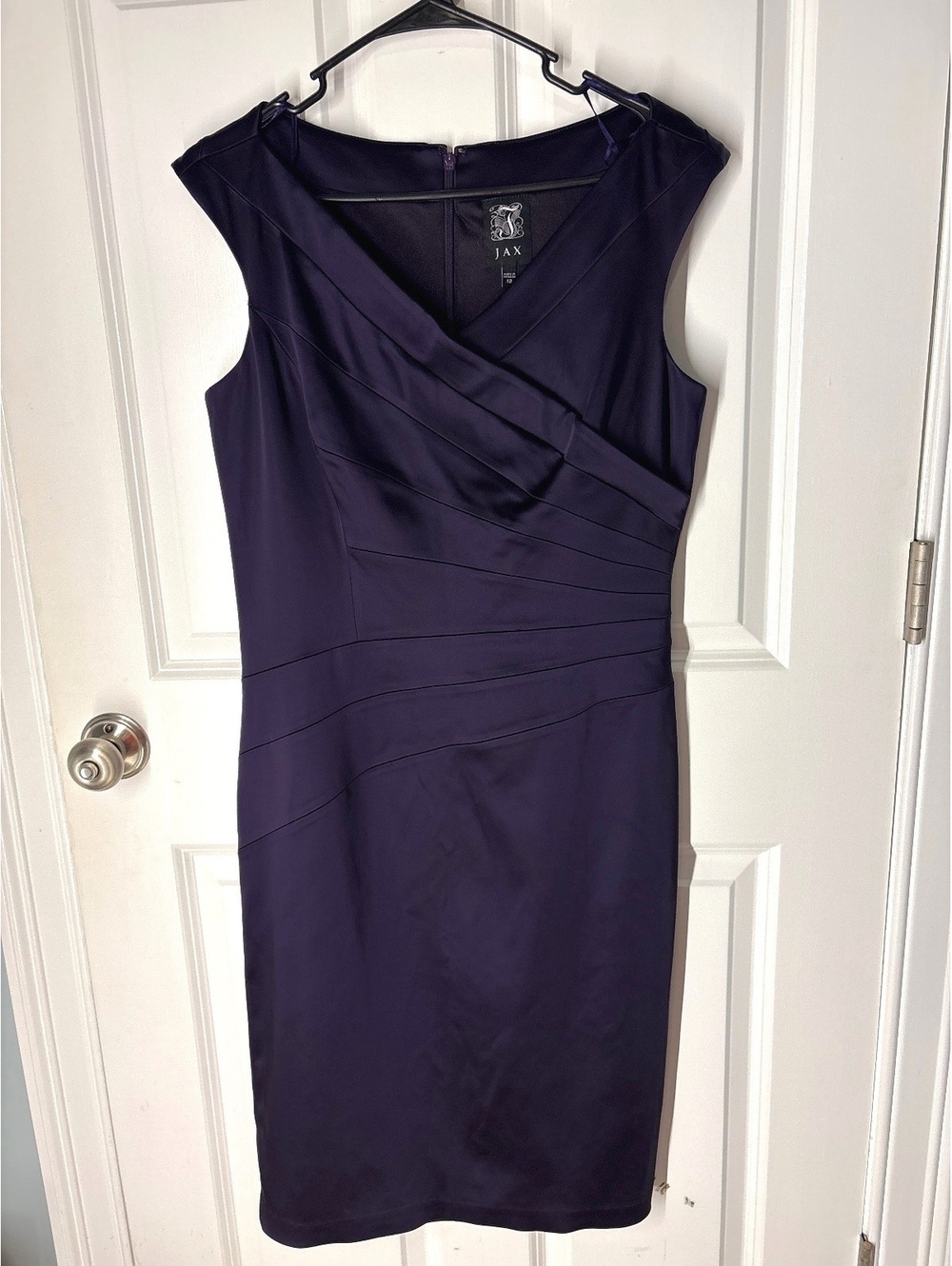 Y2K Going Out Satin Wedding Jax Eggplant Bodycon Size 12 Cocktail Dress